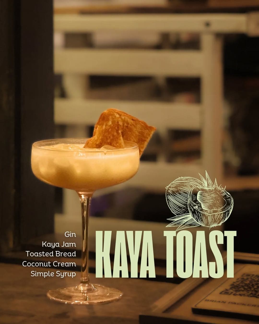 Kaya Toast — signature cocktail at Brian's Bar